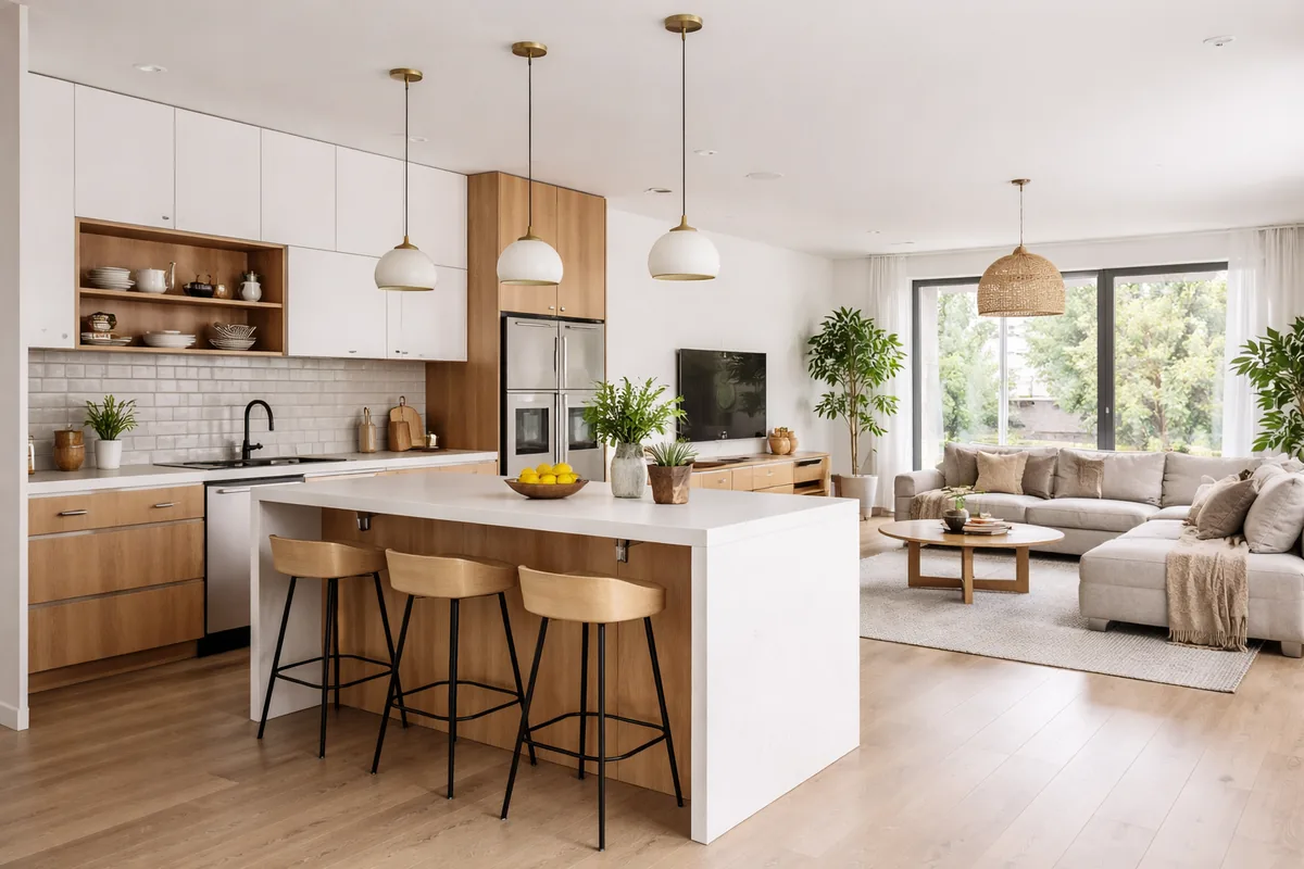 Comment optimiser l'agencement d'une cuisine ouverte sur le salon